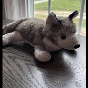 Realistic Looking Timber Wolf Plush 7 Inch